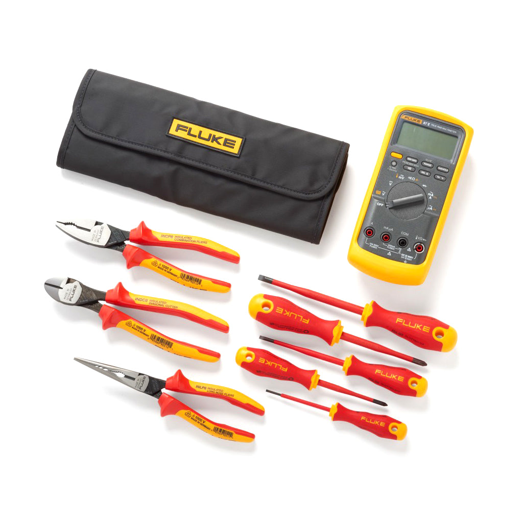 Multímetro industrial Fluke 87V y Kit de herramientas aisladas (5 destornilladores y 3 alicates)