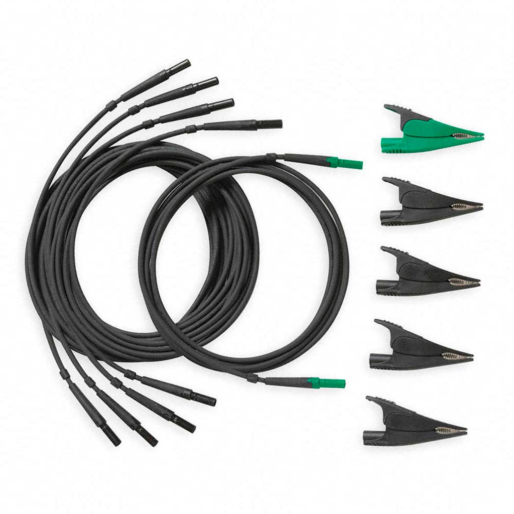 Cables de prueba y pinzas de cocodrilo (4 negras, 1 verde) para Serie 430